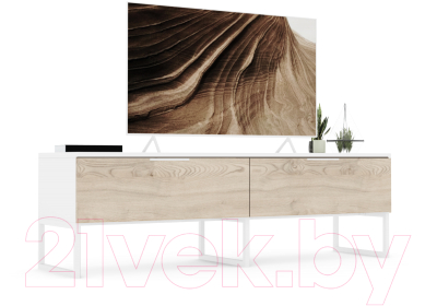 Тумба Crafto Рокки 04 150x38x47 (белый/каштан)