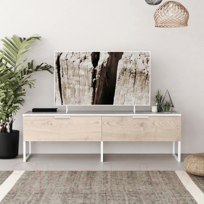 Тумба Crafto Рокки 04 150x38x47 (белый/каштан)