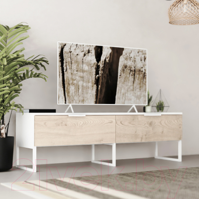 Тумба Crafto Рокки 04 150x38x47 (белый/каштан)