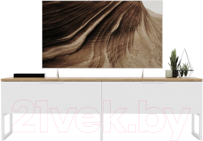 Тумба Crafto Рокки 05 150x38x47 (белый/дуб) - фото