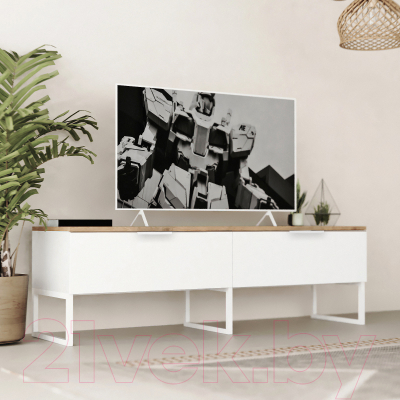 Тумба Crafto Рокки 05 150x38x47 (белый/дуб)