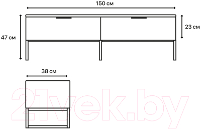 Тумба Crafto Рокки 08 150x38x47 (латте/графит)