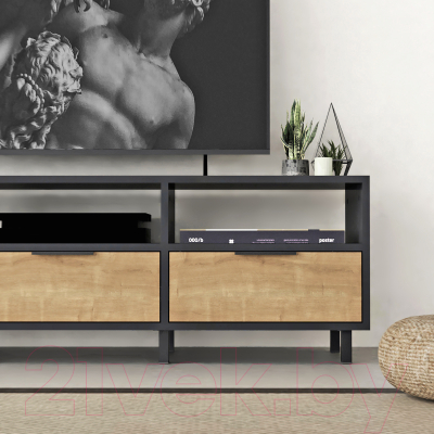 Тумба Crafto Агата 05 150x38x47 (графит/дуб)