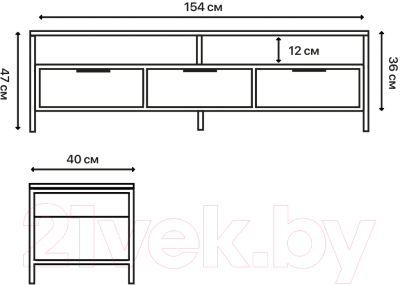 Тумба Crafto Фрида 01 154x40x47 (белый)