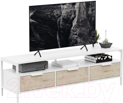 Тумба Crafto Фрида 04 154x40x47 (белый/каштан) - фото