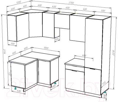 Готовая кухня ВерсоМебель Эко-2 1.2x2.7 левая