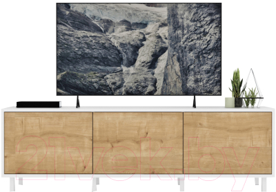 Тумба Crafto Анри 02 150x38x47 (белый/дуб) - фото