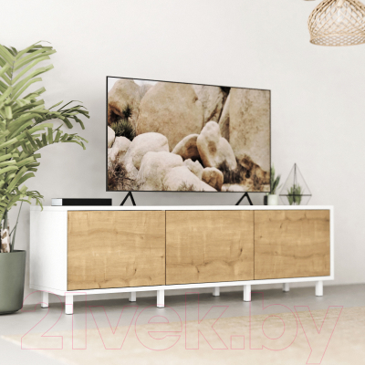 Тумба Crafto Анри 02 150x38x47 (белый/дуб)