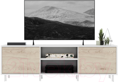 Тумба Crafto Анри Лайт 03 150x38x47 (белый/каштан) - фото