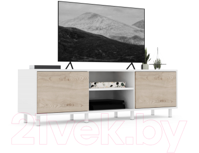 Тумба Crafto Анри Лайт 03 150x38x47 (белый/каштан)