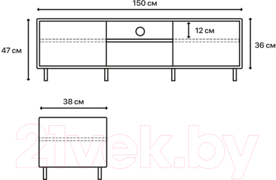 Тумба Crafto Анри Лайт 04 150x38x47 (графит)
