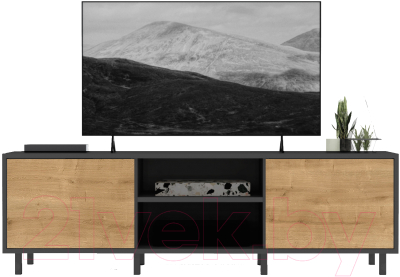 Тумба Crafto Анри Лайт 05 150x38x47 (графит/дуб) - фото