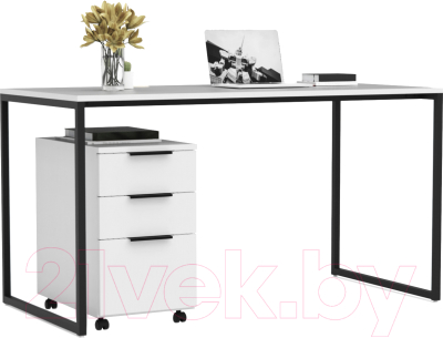 Письменный стол Crafto Фауст Лофт 02 138x70x75 (белый/черный) - фото