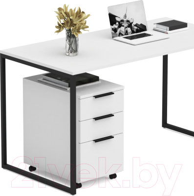 Письменный стол Crafto Фауст Лофт 02 138x70x75 (белый/черный)