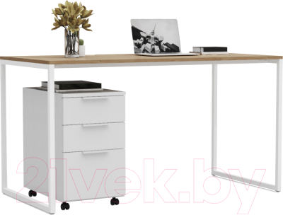 Письменный стол Crafto Фауст Лофт 03 138x70x75 (белый/дуб) - фото