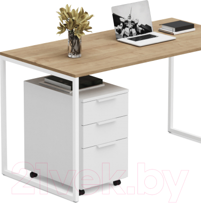 Письменный стол Crafto Фауст Лофт 03 138x70x75 (белый/дуб)