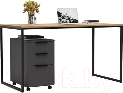 Письменный стол Crafto Фауст Лофт 05 138x70x75 (графит/дуб) - фото