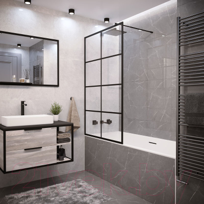 Стеклянная шторка для ванны Grossman GR-105100BLACK