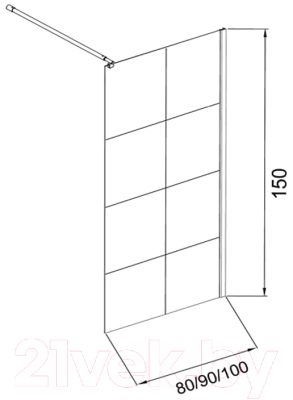 Стеклянная шторка для ванны Grossman GR-105100BLACK