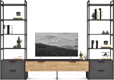 Горка Crafto Лофт Рокки Квентин 11 270x38x190 (графит/дуб) - фото