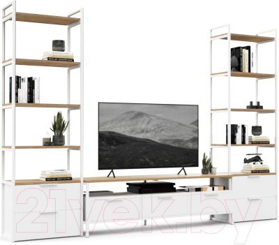 Горка Crafto Лофт Фрида Квентин 14 274x40x190 (белый/дуб) - фото