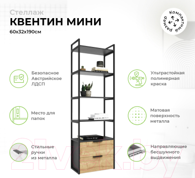 Горка Crafto Лофт Фрида Квентин 16 274x40x190 (дуб/графит)