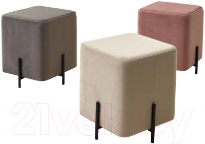 Пуф M-City Феликс квадратный / 461MC04217 (велюр розовый/черный)