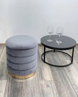 Пуф M-City Фред / 461MC04440 (велюр серый/золото)