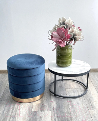 Пуф M-City Фред / 461MC04441 (велюр синий/золото)