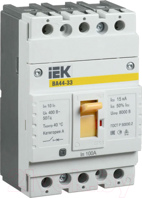 Выключатель автоматический IEK ВА 44-33 3P 100A 15kA / SVA4410-3-0100 - фото