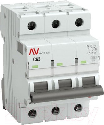 Выключатель автоматический EKF Averes AV-6 3P 63A (C) 6kA / mcb6-3-63C-av - фото