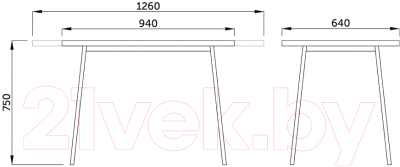 Обеденный стол Listvig Винер Mini R 94-126x64