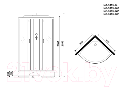 Душевая кабина Niagara NG-3503-14 80x80x215