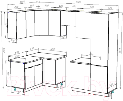 Готовая кухня ВерсоМебель Эко-2 1.4x2.7 левая