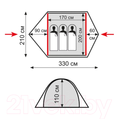 Палатка Tramp Ranger 3 V2 2022 / TRT-126