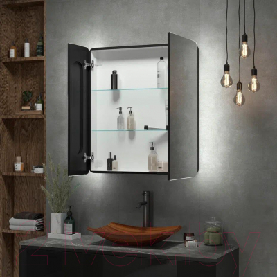Шкаф с зеркалом для ванной Континент Eltoro Black Led 76x85
