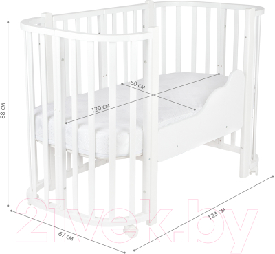 Детская кроватка INDIGO Baby Lux 3 в 1 (белый)