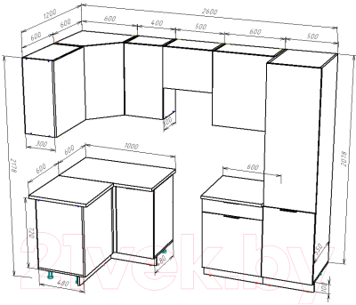 Готовая кухня ВерсоМебель Эко-1 1.2x2.6 левая