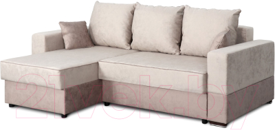 Диван угловой Мебельград Бостон Стандарт (лана бежевый/лана бежевый/лана капучино) - фото