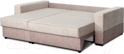 Диван угловой Мебельград Бостон Стандарт (лана бежевый/лана бежевый/лана капучино)