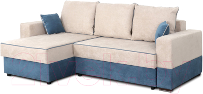 Диван угловой Мебельград Бостон Стандарт (торонто бежевый/торонто бежевый/торонто голубой) - фото