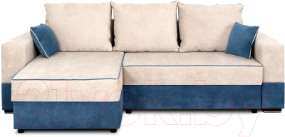 Диван угловой Мебельград Бостон Стандарт (торонто бежевый/торонто бежевый/торонто голубой)
