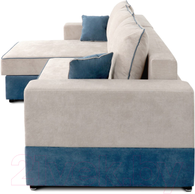 Диван угловой Мебельград Бостон Стандарт (торонто бежевый/торонто бежевый/торонто голубой)