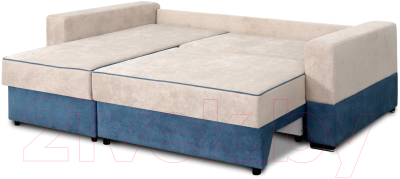 Диван угловой Мебельград Бостон Стандарт (торонто бежевый/торонто бежевый/торонто голубой)