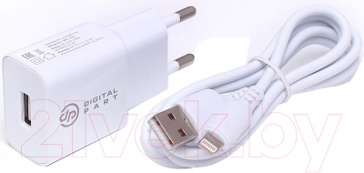 Зарядное устройство сетевое Digitalpart WC-121 с кабелем Lightning - фото