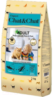 Сухой корм для кошек Chat&Chat Expert для взрослых кошек с тунцом и горохом (2кг) - фото