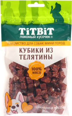 Лакомство для собак TiTBiT Кубики из телятины для собак мини пород / 24607 - фото