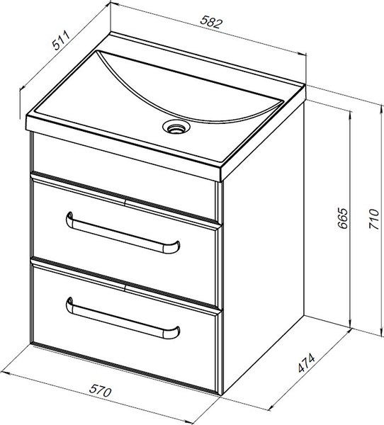 Тумба под умывальник Aquanet Лукка 58 / 302396