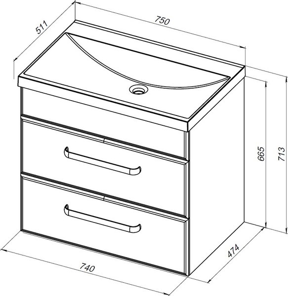 Тумба под умывальник Aquanet Лукка 75 / 302397