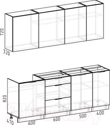 Готовая кухня Интермебель Микс Топ-6 2.1м без столешницы